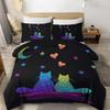 Witch Black Cat Duvet Cover Set Full,Cat Sitting on Moon Bedding Set Vintage Gothic Animals Cat Comforter Cover 2/3pcs Bed Sets