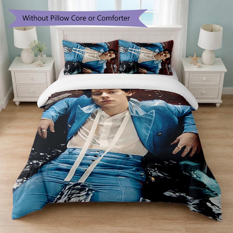 Harry Styles Print 3Pcs Duvet Cover Set 1 Duvet Cover and 2 Pillowcases Soft Bed Linen For Household Bedroom