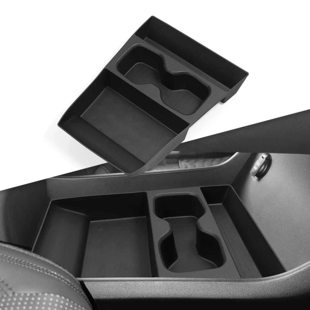 Storage Box Cup Holder Anti Dirt Pad Car Interior Accessories Organizer Tidying For Hyundai Santa Fe 2024 2025 2026 Black