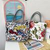Fashion Folding Women Big Size Handbag Tote Ladies Casual Flower Printing Canvas Graffiti Shoulder Bag Beach Bolsa Feminina