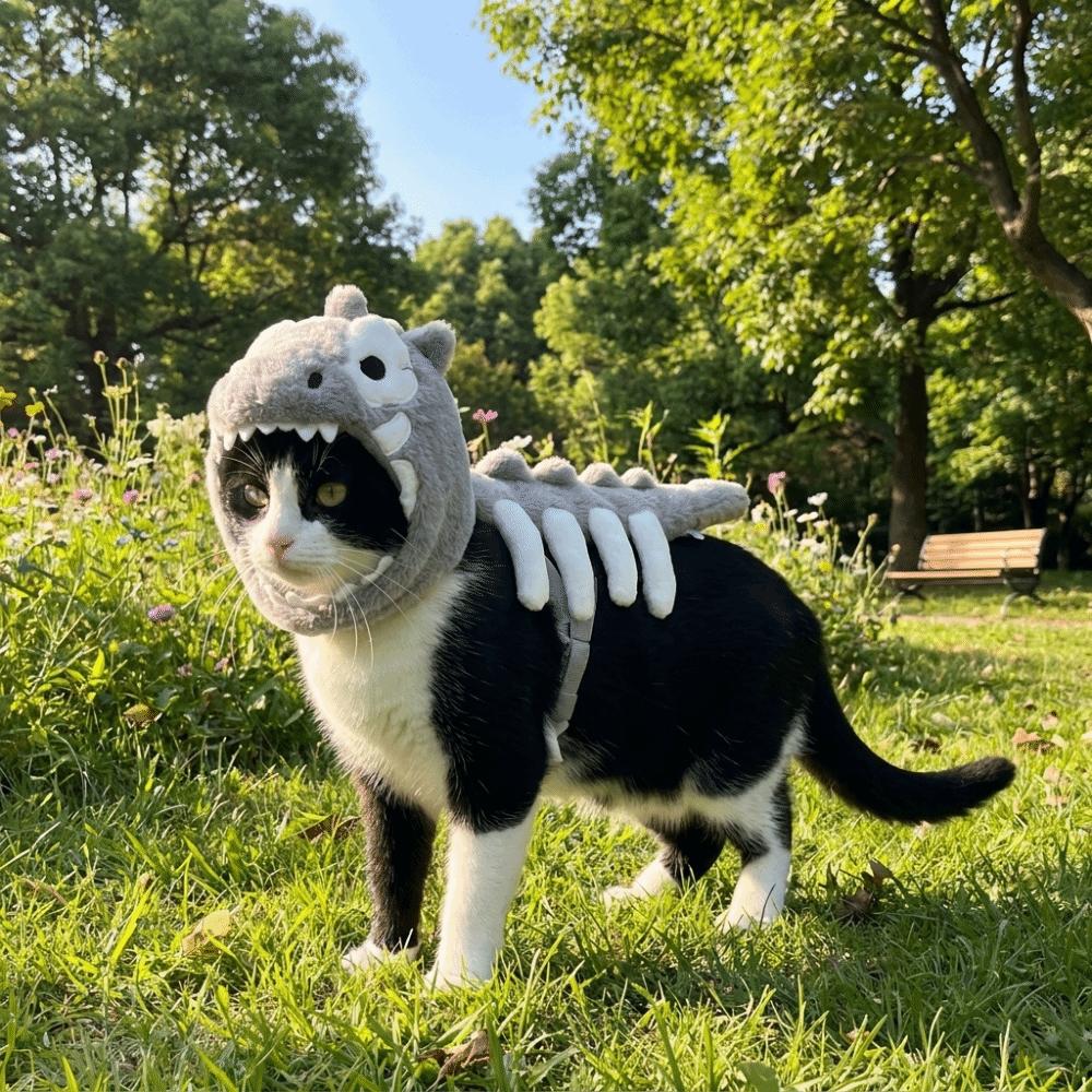 3D Dinosaur Bone Dinosaur Skeleton Pet Costume Soft Cat Cosplay Headwear Cosplay Party