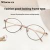 Xbora Women's Cat Eye Progressive Prescription Glasses Custom Myopia Optical Lenses Big Frame Pure Titanium Frame 95226