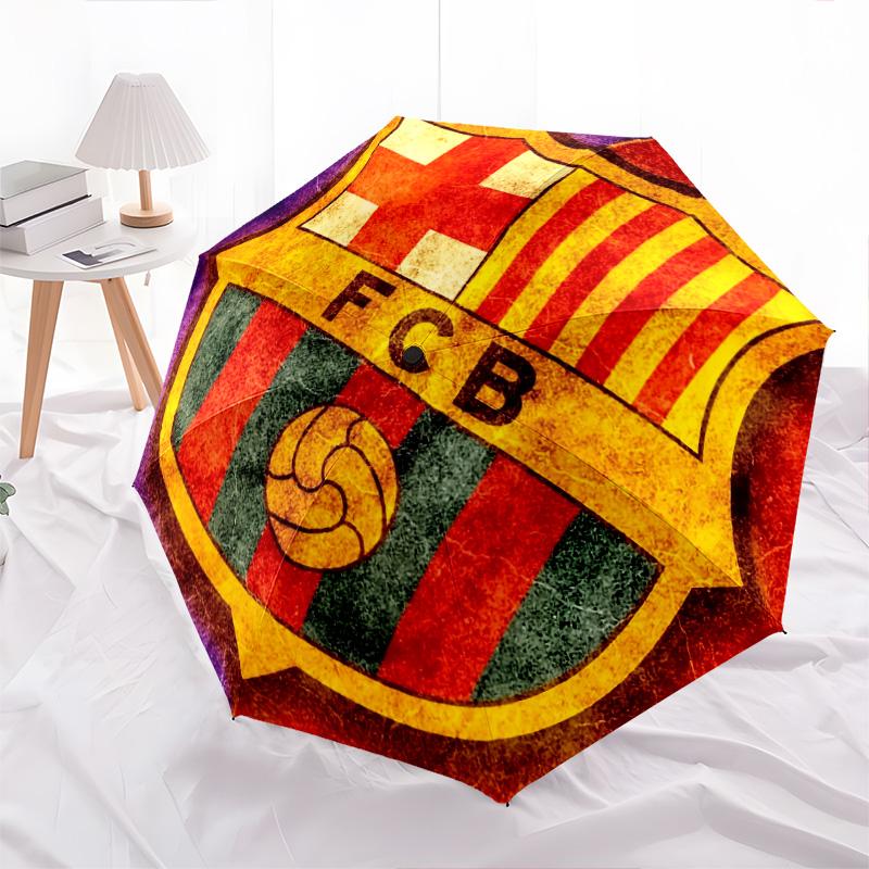 Узор FC Barcelona, автоматический складной зонт, портативная и складная конструкция, 8 спиц, рождественский или день рождения подарок.