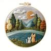 Набор материалов для вышивки ткани «Пейзаж с кошкой» ручной работы DIY, подходит для любителей вышивки, подарок друзьям