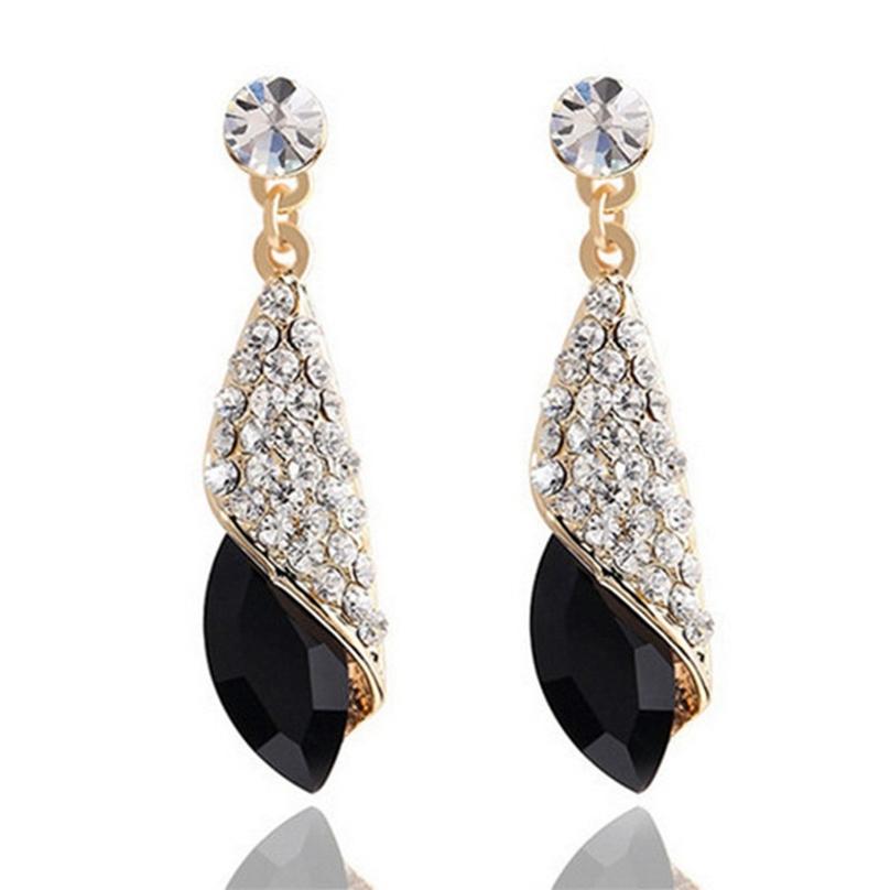 Luxury Fashion Dangle Earring Crystal Sets for Women Rhinestone Water Drop Earring