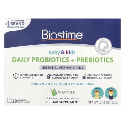 Baby & Kids, Пробиотик + пребиотик на каждый день, для детей от новорожденных до 6 лет, 28 неароматизированных упаковок, 1,5 г (0,05 унции) каждый