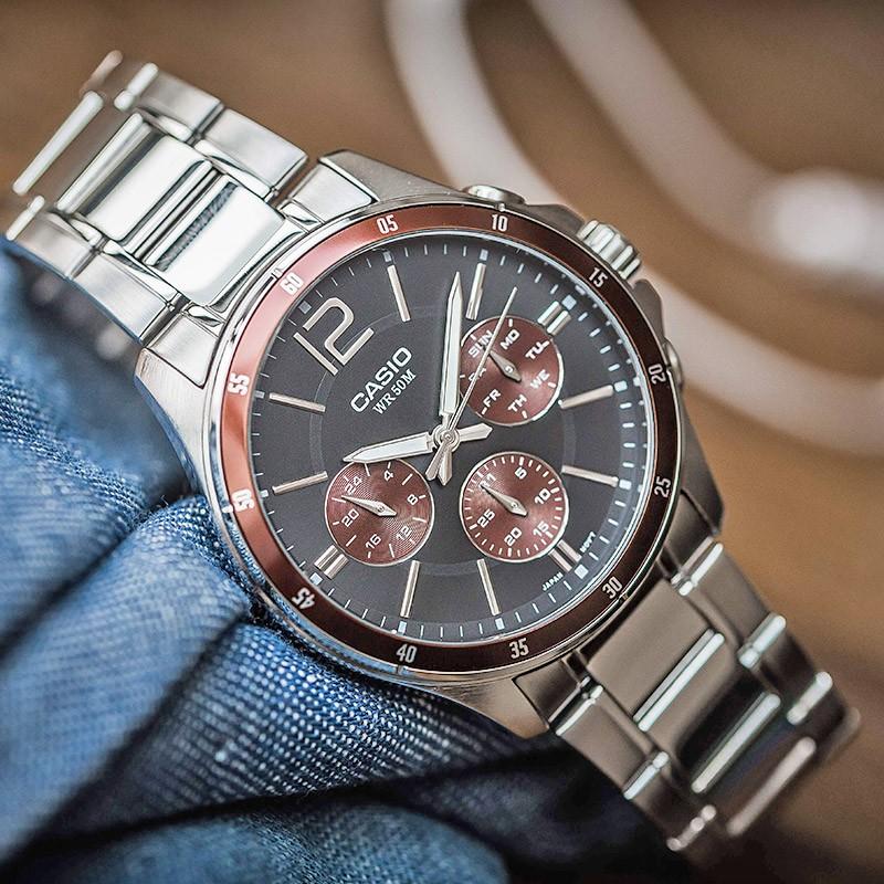 Casio Стандартная серия Серия платьев Стальное сердце Кварцевый механизм Ремешок из нержавеющей стали Мужские часы Черный MTP-1374D-5A