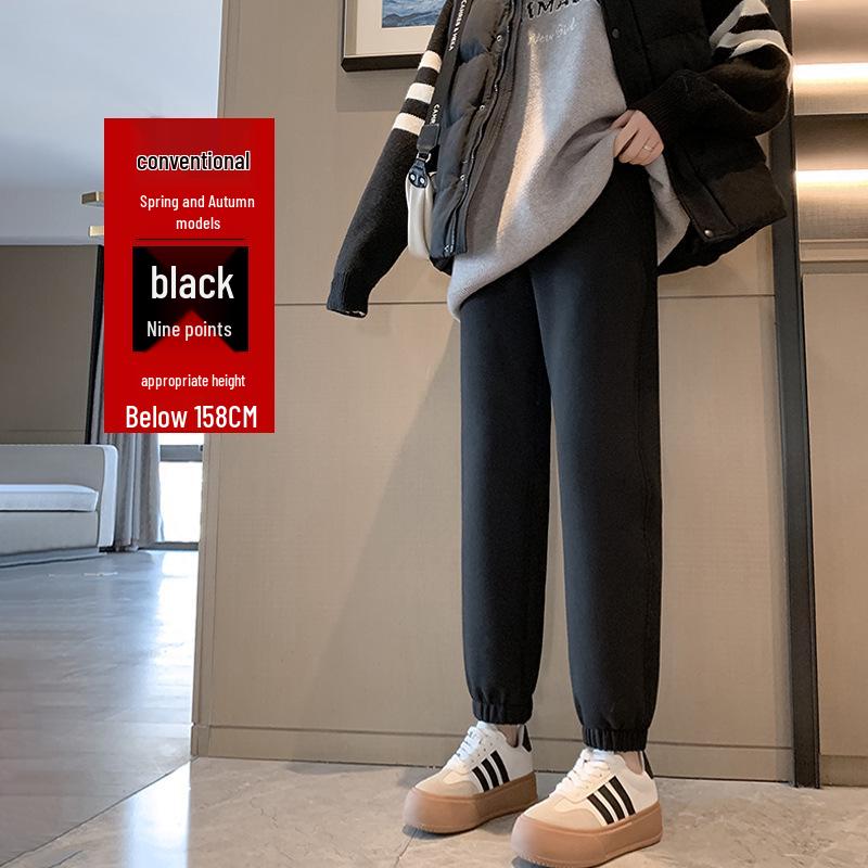 Женские флисовые спортивные штаны с высокой посадкой и манжетами - Толстые серые джоггеры для осени/зимы 2024