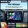 Android 14 Carplay автомобильное радио для Nissan Qashqai J11 X-Trail 3 T32 2013 - 2017 Мультимедийный видеоплеер Навигация GPS Стерео 2Din