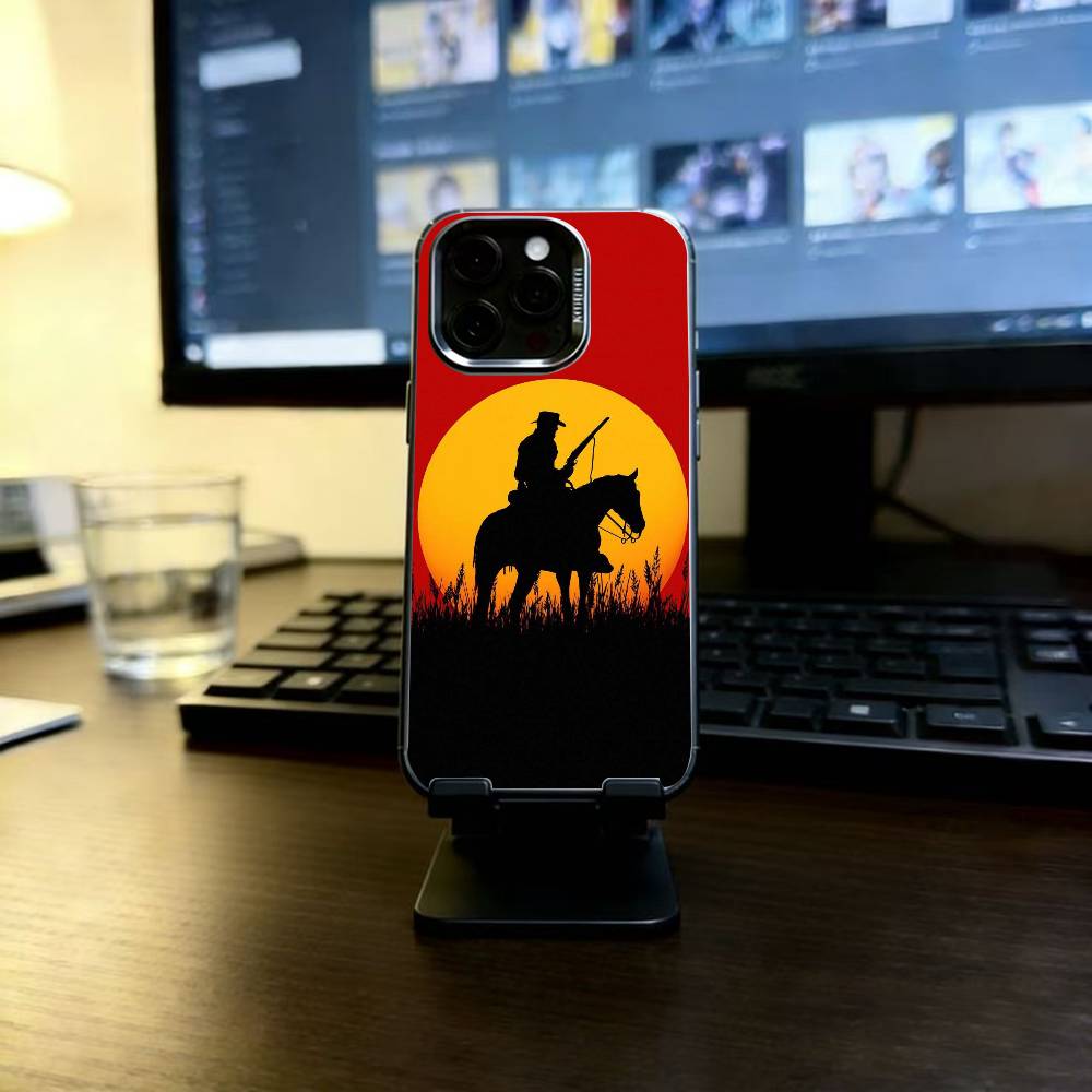 Чехол для телефона Red Dead Redemption 2 (RDR 2) для iPhone 17, 16, 15, 14, 13, 12, 11 Plus, Pro Max, XS, Цветной Серебристо-Черный Чехол