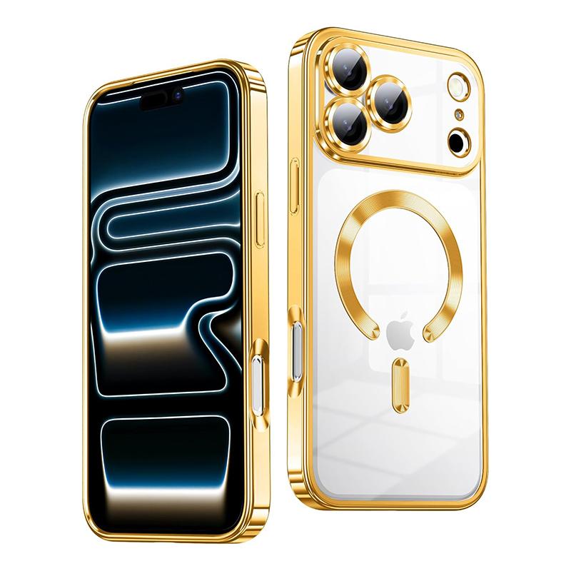 Магнитный чехол с покрытием для iPhone 17 Pro Max 17Pro 17Air, мягкий, Magsafe, роскошный, гальванизированный, защитная крышка для объектива камеры