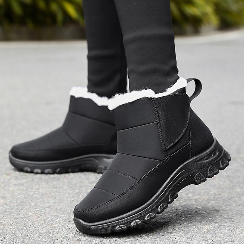 Модные Утепленные Плюшевые Водонепроницаемые Зимние Ботинки для Женщин Толстая Подошва Противоскользящие Хлопковые Ботинки Женские на Массивной Платформе Теплые Снежные Ботинки