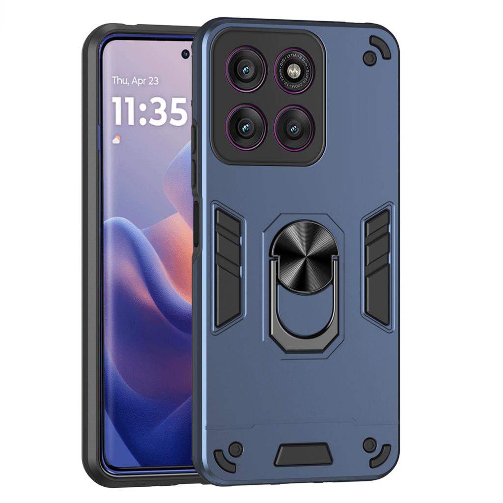 For Motorola Edge 60 Pro 5G Case PC+TPU Drop Defend Phone Cover with Ring Kickstand