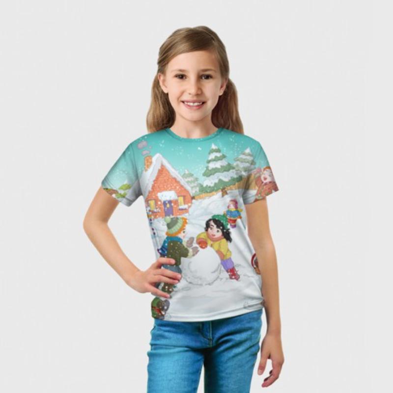 Children's Cartoon Printed Cute Multi-color T-shirts Girls Fashionable Soft Comfortable T-shirt