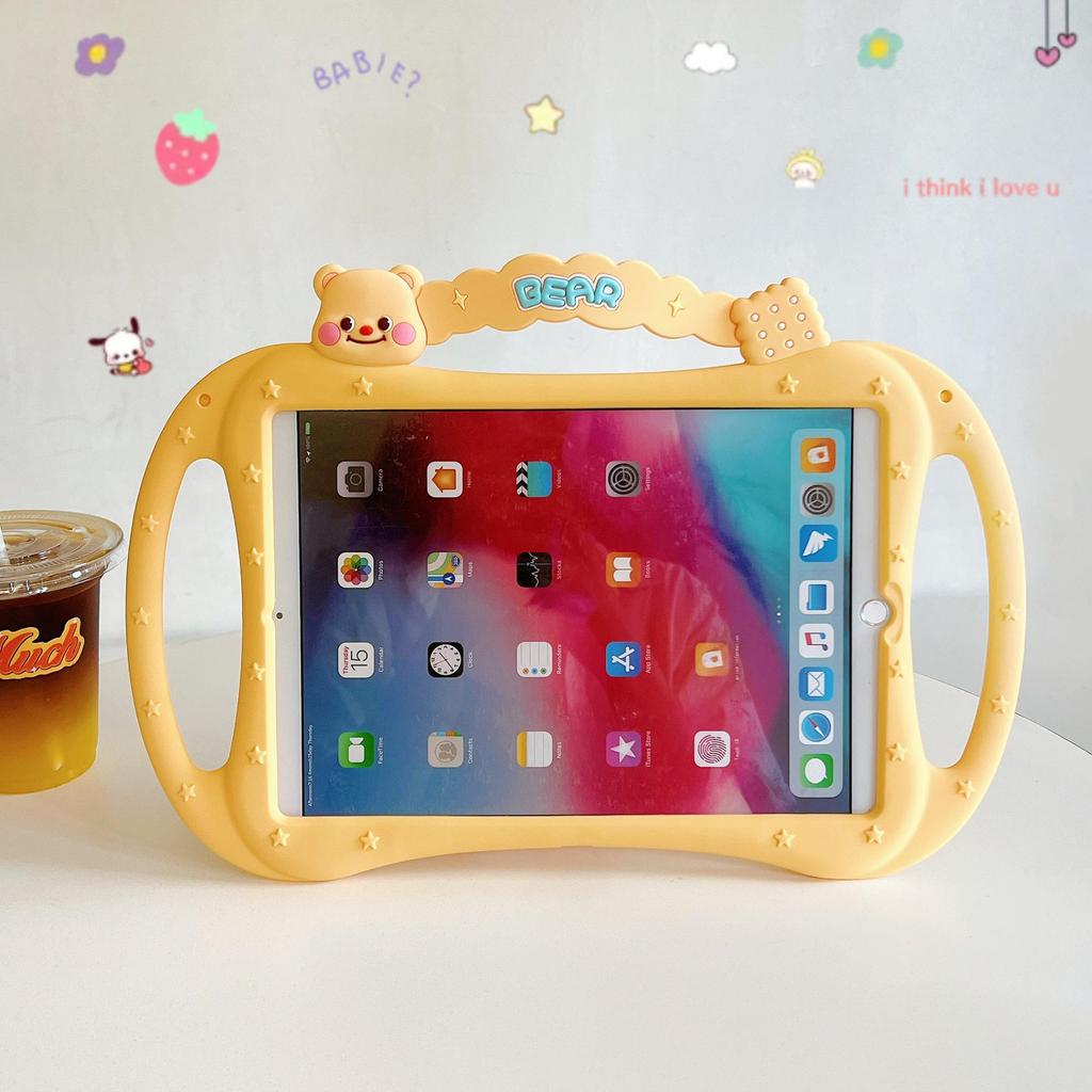 Мультяшный чехол с ручкой-масленкой для iPad 11, Air 5, 4, Mini 6, 7 и iPad 9-го поколения - Ударопрочный силиконовый чехол