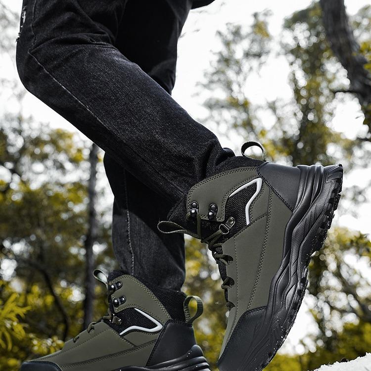 Кроссовки мужские высокие мужские уличные флисовые теплые зимние спортивные тренировочные мужские туфли для скалолазания