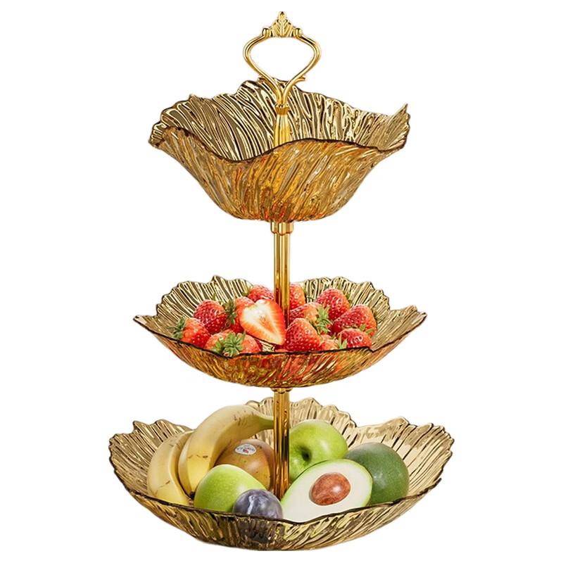 Роскошный 3-ярусный поднос для фруктов и закусок в форме лепестков Xiaoyueya