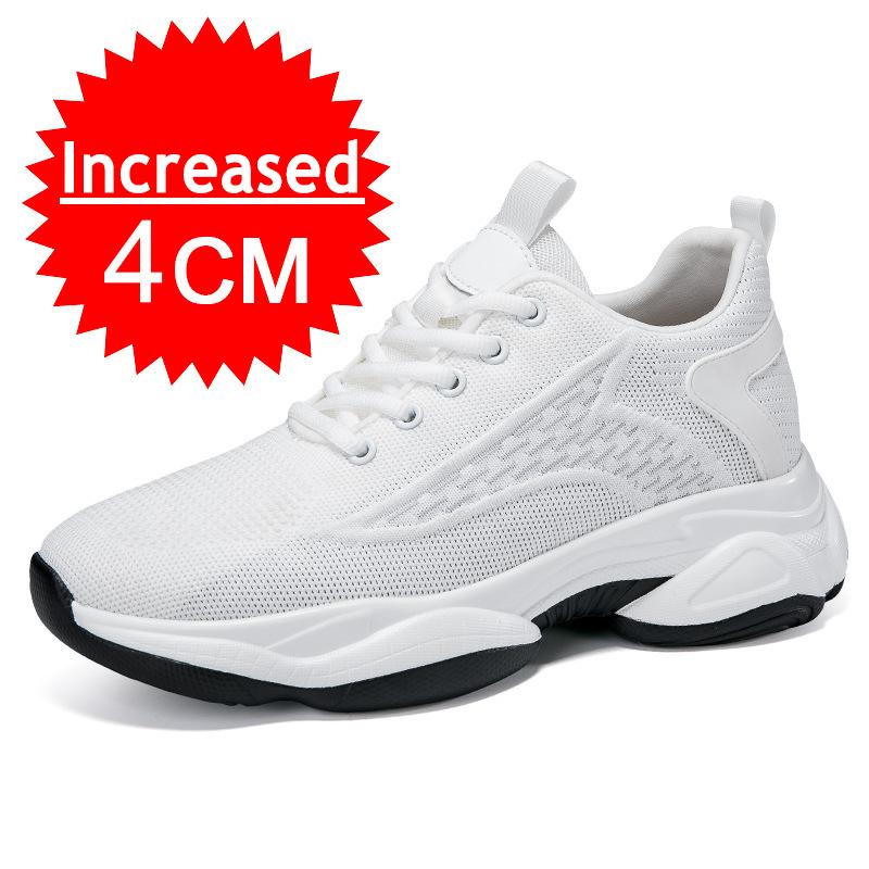 Men Breathable Mesh 10CM Height Incresing Sneakers Men Fashion Shoes Elevator 8CM Outdoor Leisure White Casual Lift Man Footwear