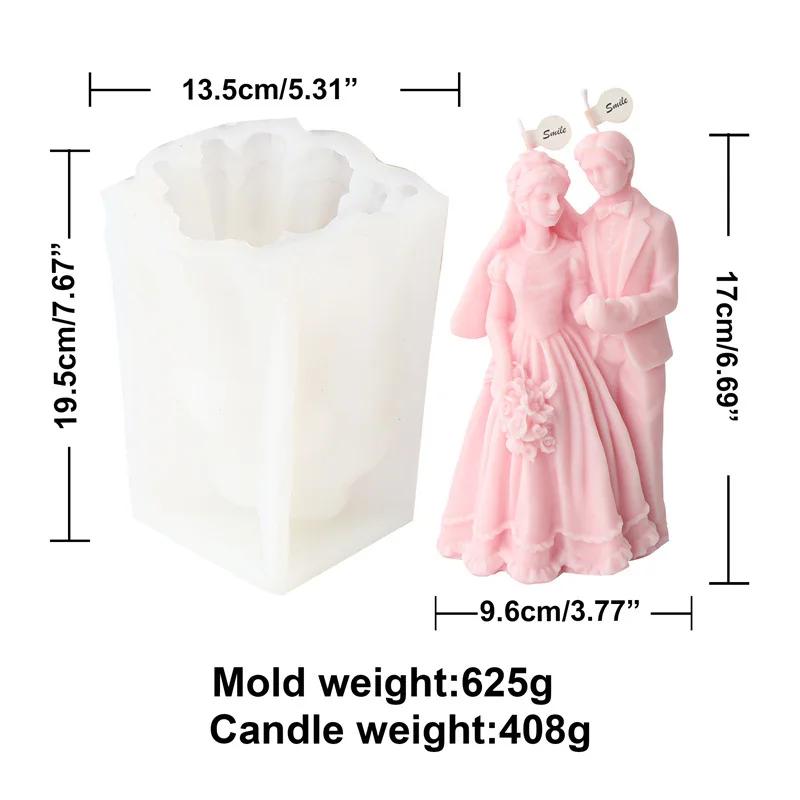 Lover Silicone Candle Mold Bride Groom Soap Resin Mould Gypsum Candle Making Tool Human Craft Molde De Vela Wedding Decor DIY Valentine's Day Gift