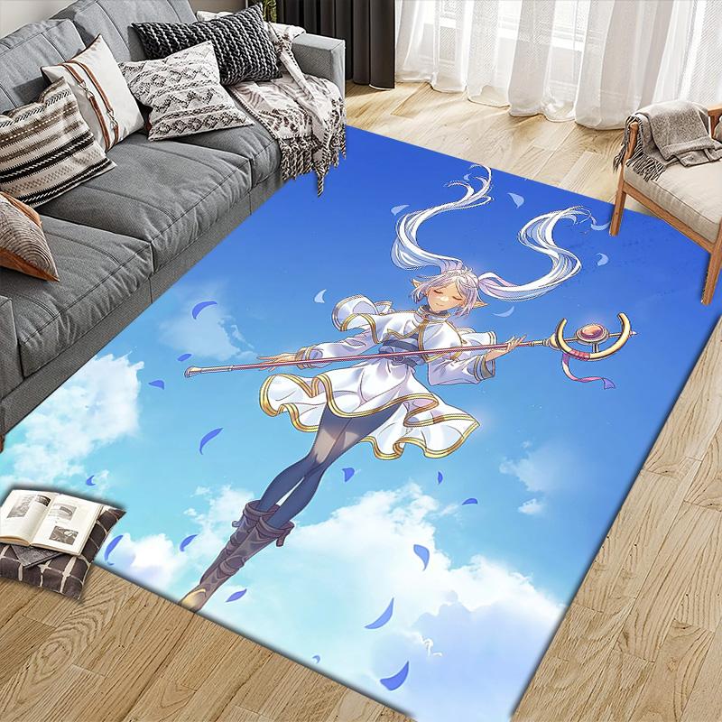 Frieren3 Flannel Pattern Square Carpet,Area Rug,Carpet Rug for Living Room Bedroom Sofa Playroom Decor,Non-slip Floor Mat