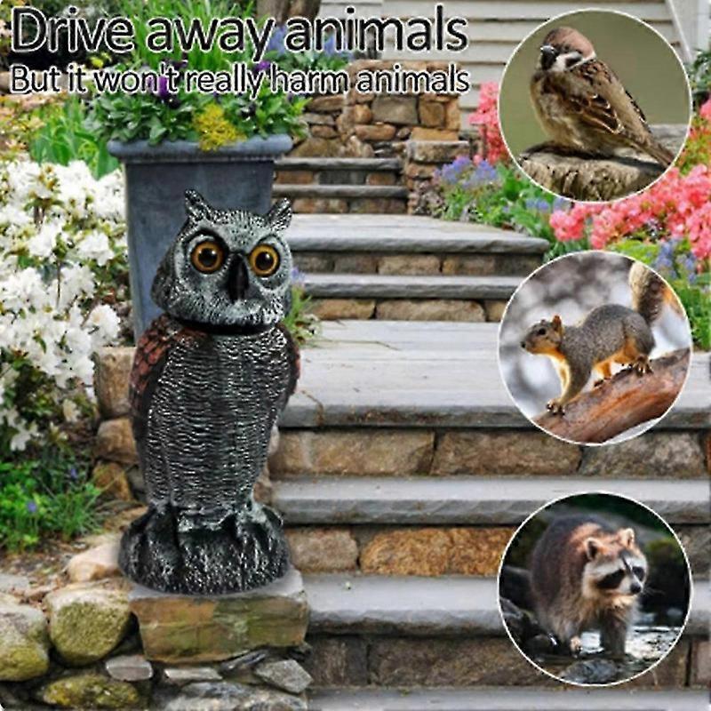 Owl Scare Control Devices With 360 Swivel Fake Owl Decoy Owl Bird Deterrent Garden Decoration B