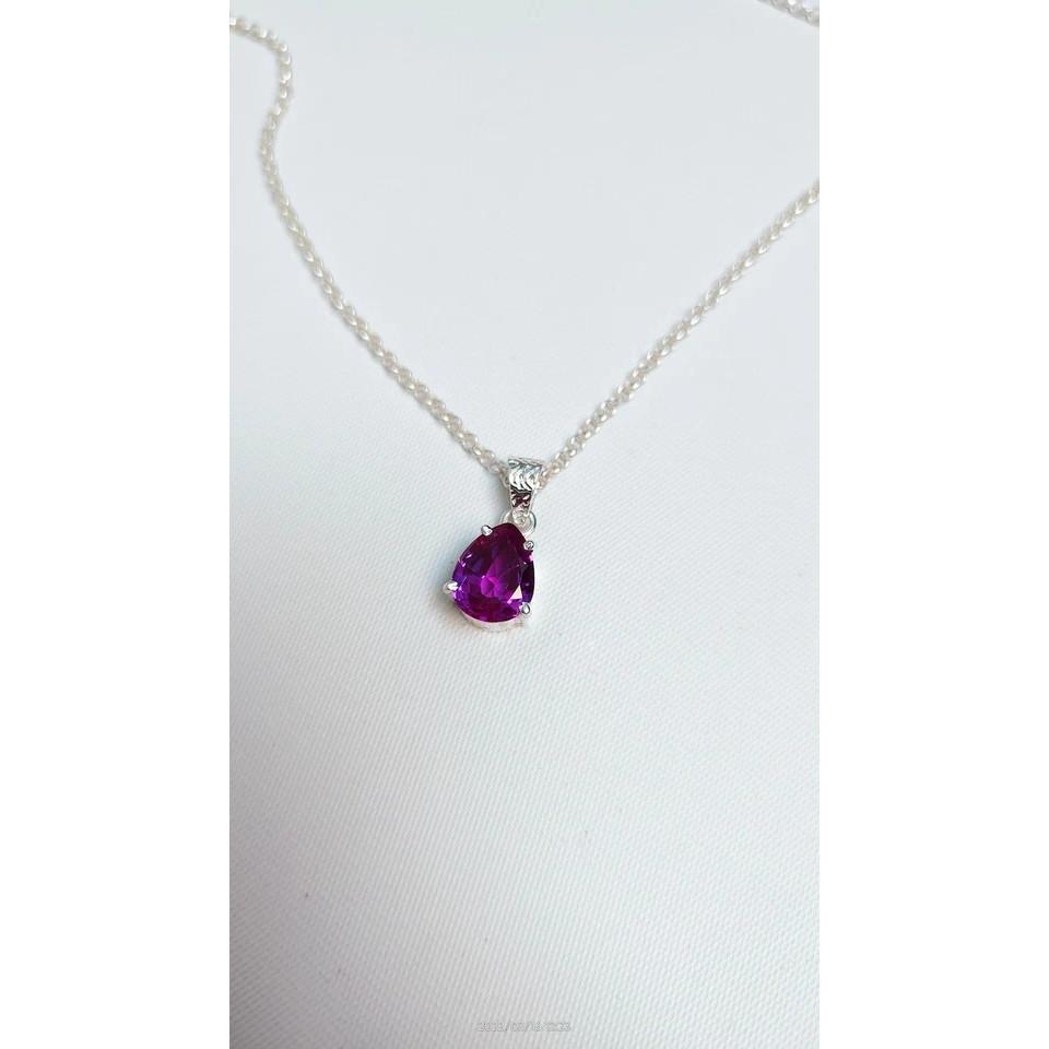 Natural Purple Sapphire 925 Sterling Silver 15 CtPear Gemstone Pendant