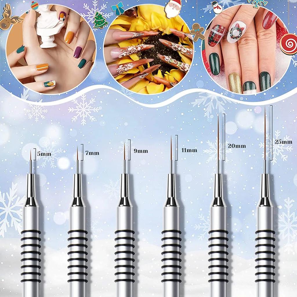 6Pcs/set Nail Art Liner Brushes Nail Art Design Brush Striping Thin Long Lines Dotting Drawing Pen UV Gel Polish Painting Brushes