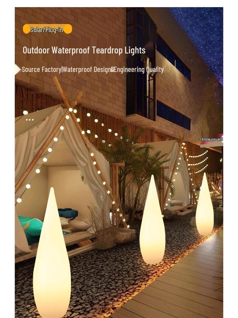 Светящийся уличный торшер в форме капли: Идеально для Кемпинга, Свадеб, Садов, Вилл, Бассейнов и Дорожек