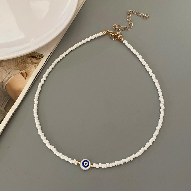 Ожерелье-чокер из бисера «Счастливый глаз» для девочки, белое ожерелье из бисера в стиле бохо
