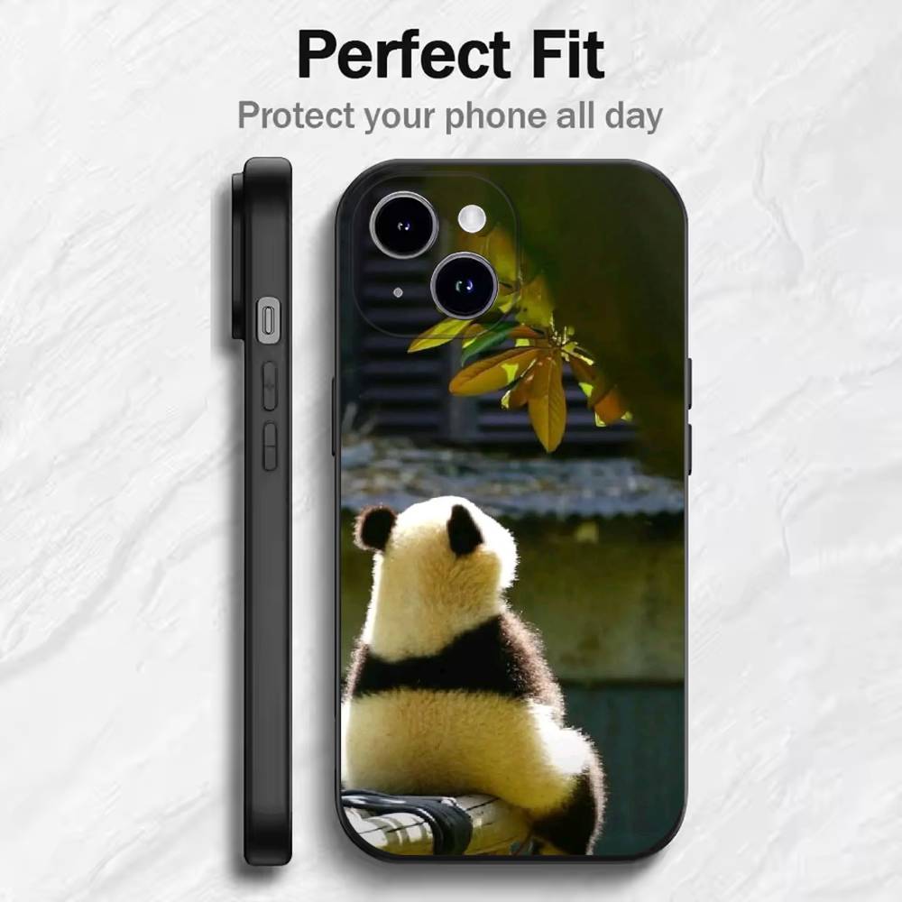Fubao panda Phone Case For 17 16 15 14 13 12 11 Mini XS XR X 6S 6 Pro Max Plus Black Soft Cover