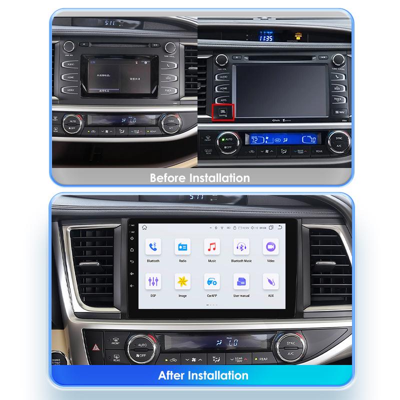 10-дюймовая умная Android-система навигации с камерой заднего вида для Toyota Highlander 2014-2019