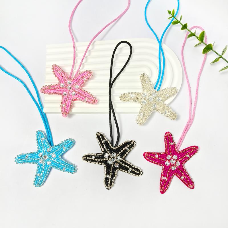 3D Beaded Patch  Starfish Shells Patch Pendant Lanyard Decorative Diy For Bag Keychain Beading Applique