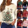 Women's T Shirt Christmas Print 3/4 Sleeve Daily Weekend Fashion Basic Round Neck Regular Top