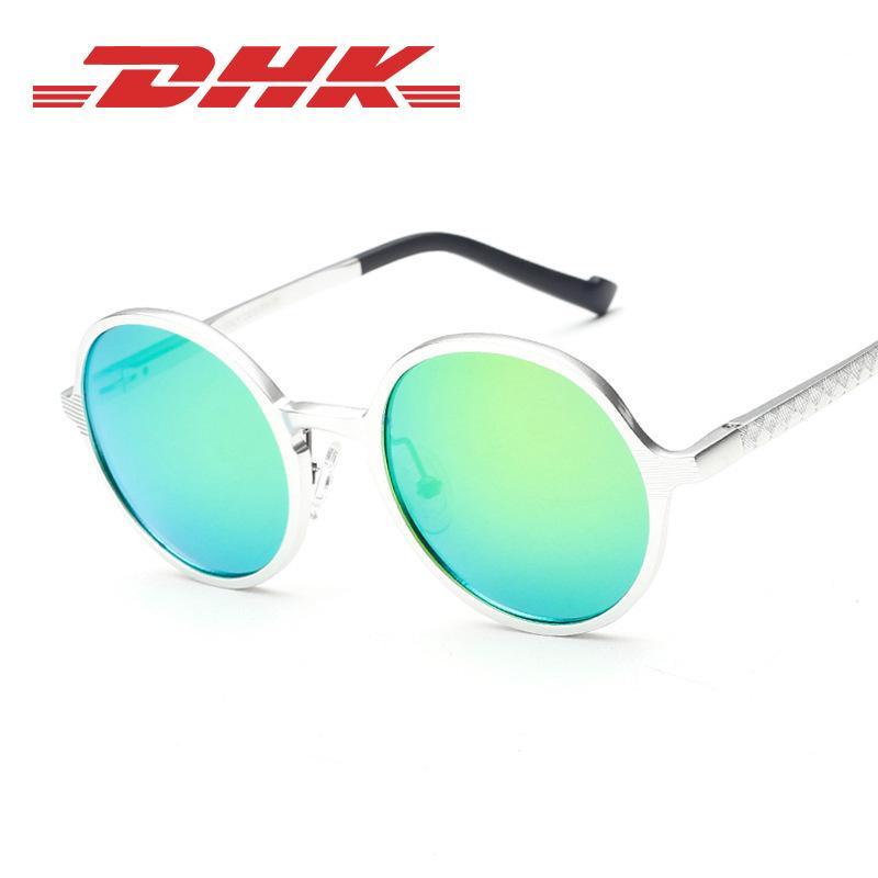 Мужские алюминиево-магниевые поляризационные круглые ретро солнцезащитные очки для вождения и езды на велосипеде 8552