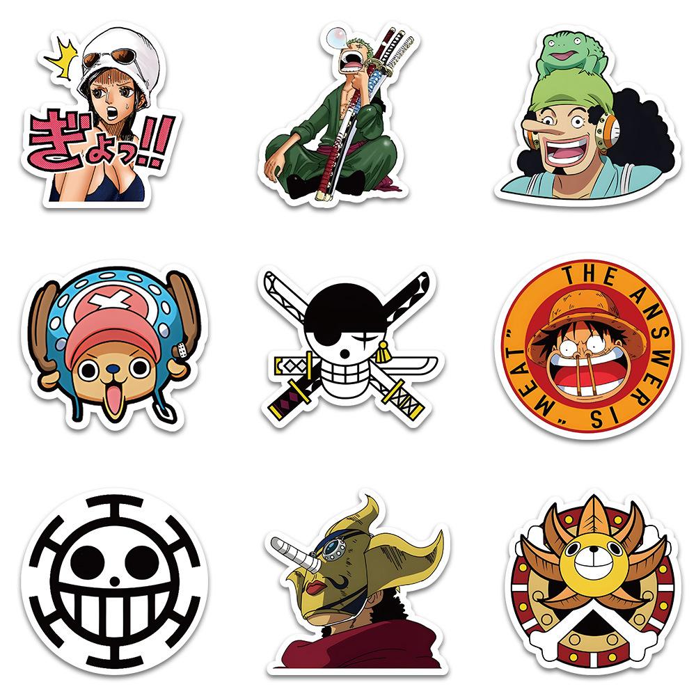 10/50 шт. Наклейки Аниме One Piece Мультяшные Луффи Зоро Чоппер Декали Водонепроницаемые DIY Блокнот Мотоцикл Скейтборд Телефон Шлем