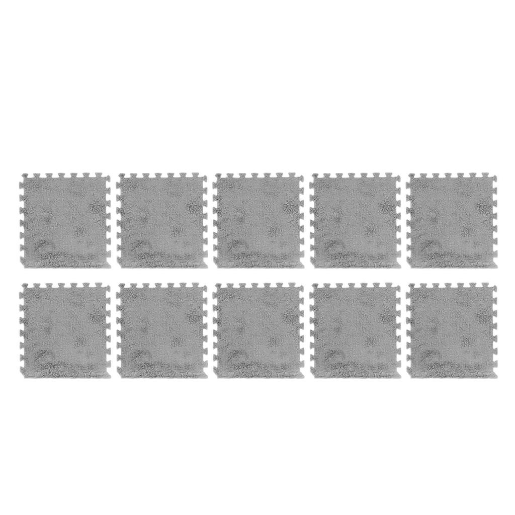 10pcs Plush Foam Floor Mat Prevent Slip Cuttable Thickened Interlocking Carpet Tiles for Bedroom
