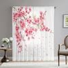 2Pc Cherry Blossom Print Curtains, Polyester Fabric, Machine Washable, Suitable For Bedroom And Living Room Decoration