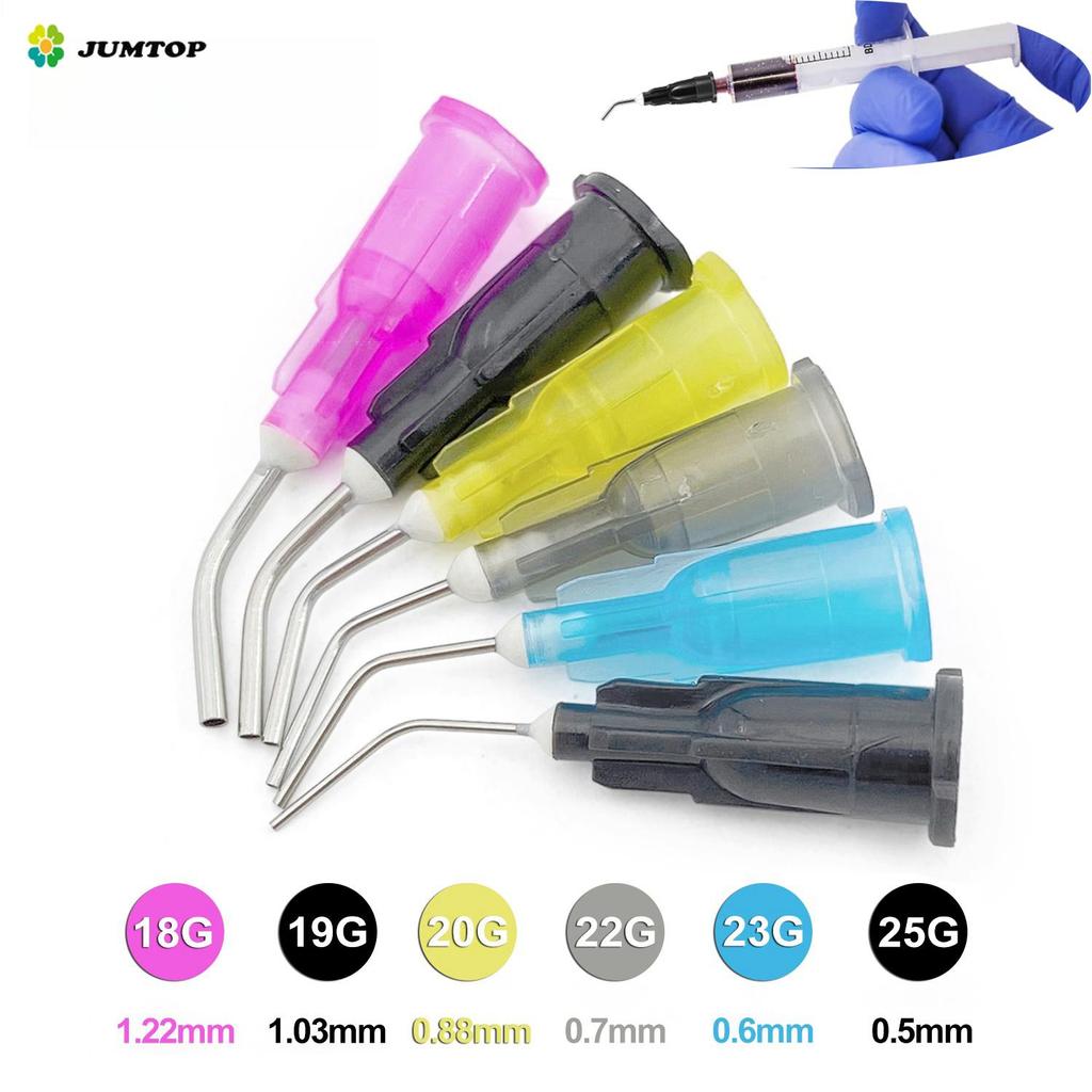 100 шт./лот Оборудование Ирригация Согнутые Иглы Наконечники Стоматологический Поток Герметик Травящий Композитный Смола Кислотный Реагент Доставки Наконечники Шприца