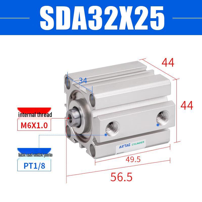 Ультратонкий пневматический цилиндр Yadeke серии SDA 32x5 - 32x100SB