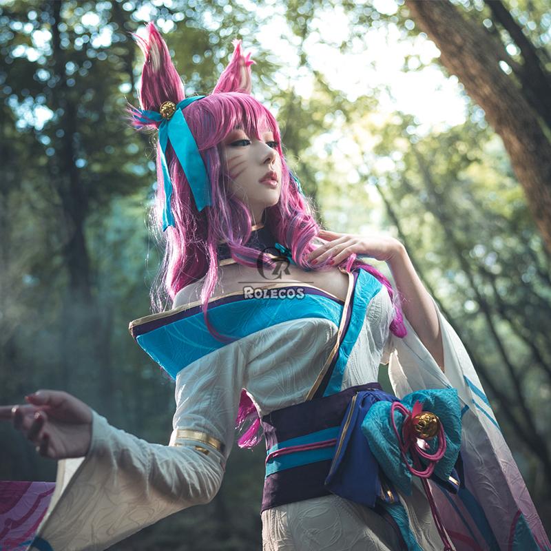 Косплей костюм Ари из серии Spirit Blossom (Духовный цветок) из игры League of Legends, парик для косплея Ари, игровой костюм Ари, женское кимоно, полный комплект, китайское платье