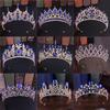 Queen Big Large Tiara Wedding Crown Bridal Diadem Blue Crystal Rhinestone Head Jewelry Headpiece Wedding Hair Accessories