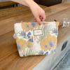 1PC Vintage Woven Satin Fabric Storage Bag Large Capacity Portable Makeup Toiletry Bag - Fashionable Organizing Solution