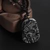 Подарок для мужчин Мода Женщины Камень Веревка Черный Резной Натуральный Обсидиан Подвеска Ожерелье Тотем Дракона