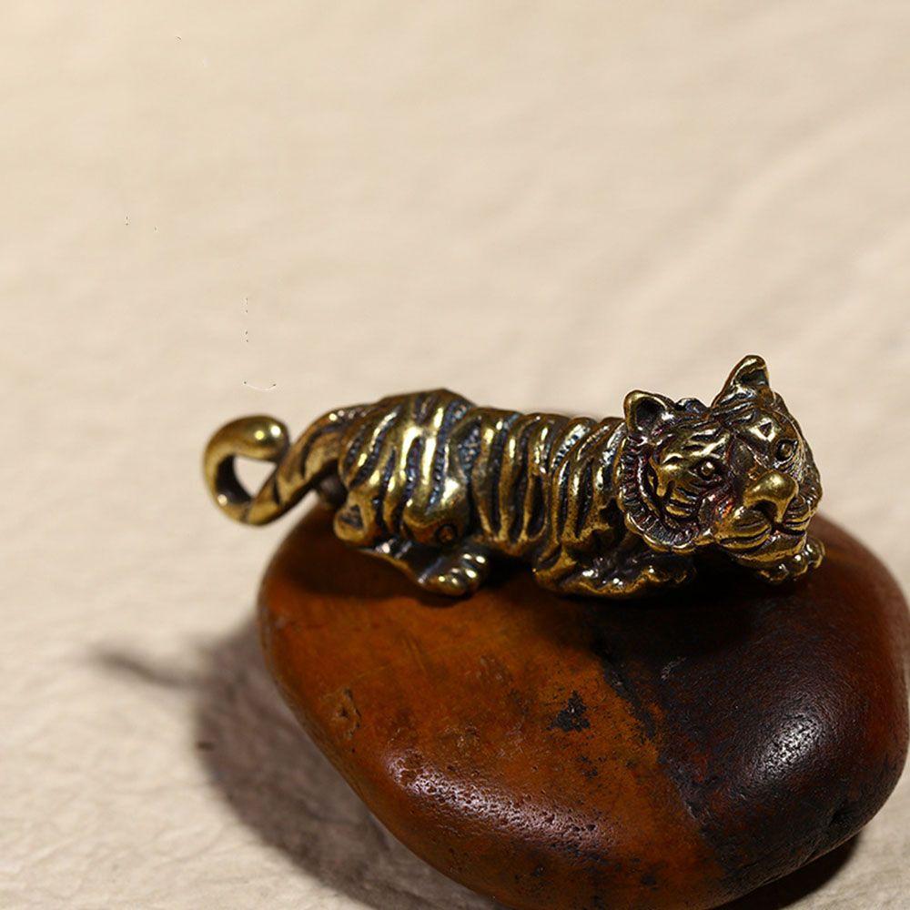 Metal Diy Animal Home Office Room Ornaments Casting Sculpture Pendant Tiger Figurine Keychains