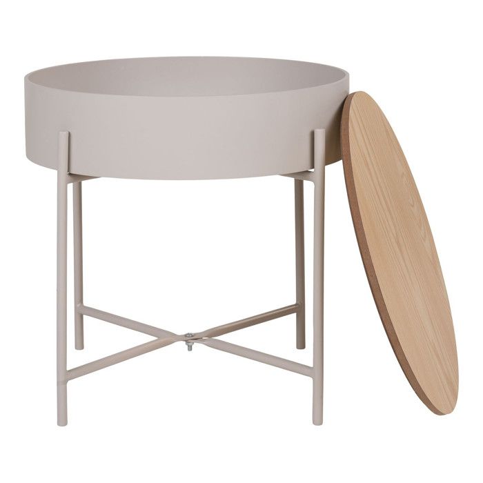 Table d'appoint en acier thermolaqué beige-gris clair