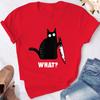 Футболка Cat What Убийственный кот с ножом Забавная футболка унисекс Рубашка на Хэллоуин для мужчин и женщин