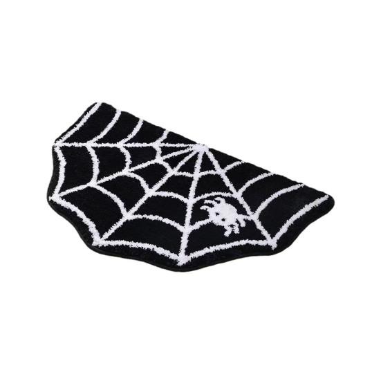 Хэллоуин Приветственный придверный коврик Полукруг Паутина Летучая мышь Череп Тыква Форма Напольный коврик Нескользящий Входной коврик для Парадной двери Крыльца Домашнее украшение