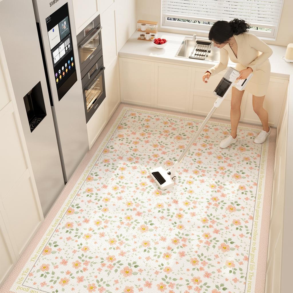 Современный простой кухонный коврик для пола ПВХ кожа водонепроницаемый маслостойкий ковер большой цветочный противообрастающий коврик для балкона Tapete De Cozinha