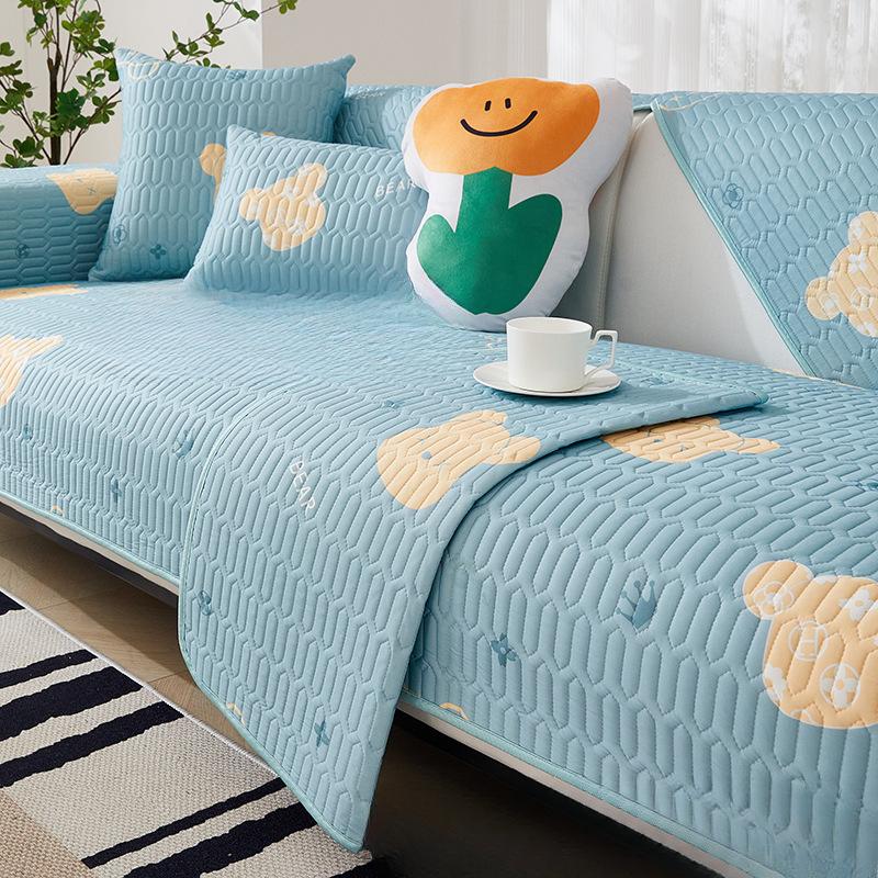Sofa Cushion Summer Mat Ice Silk Non-Slip Fresh Living Room Combination Sofa Cover All-Inclusive Summer Style Full Covered