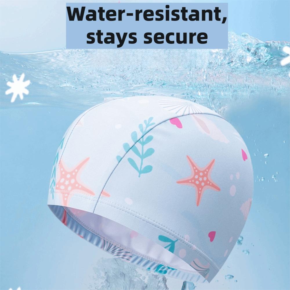 High Elasticity Swimming Hat Cartoon Print Kids Swim Cap Comfortable Swim Cap Girls